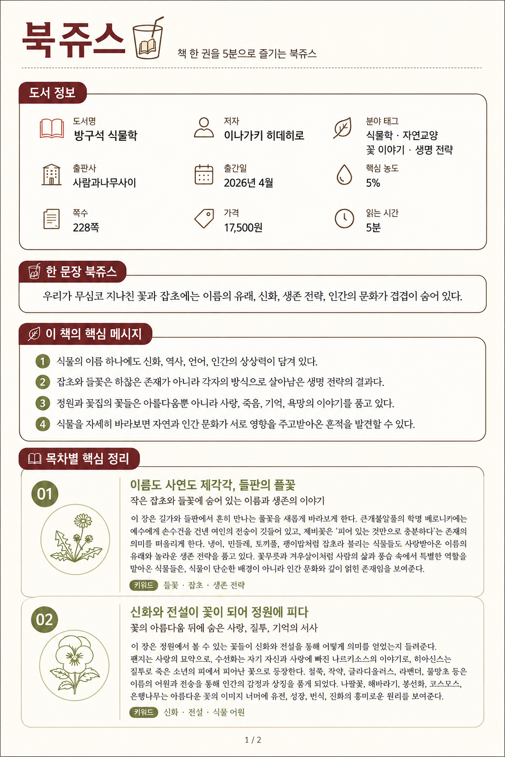 방구석 식물학                                                                                        북쥬스 1페이지